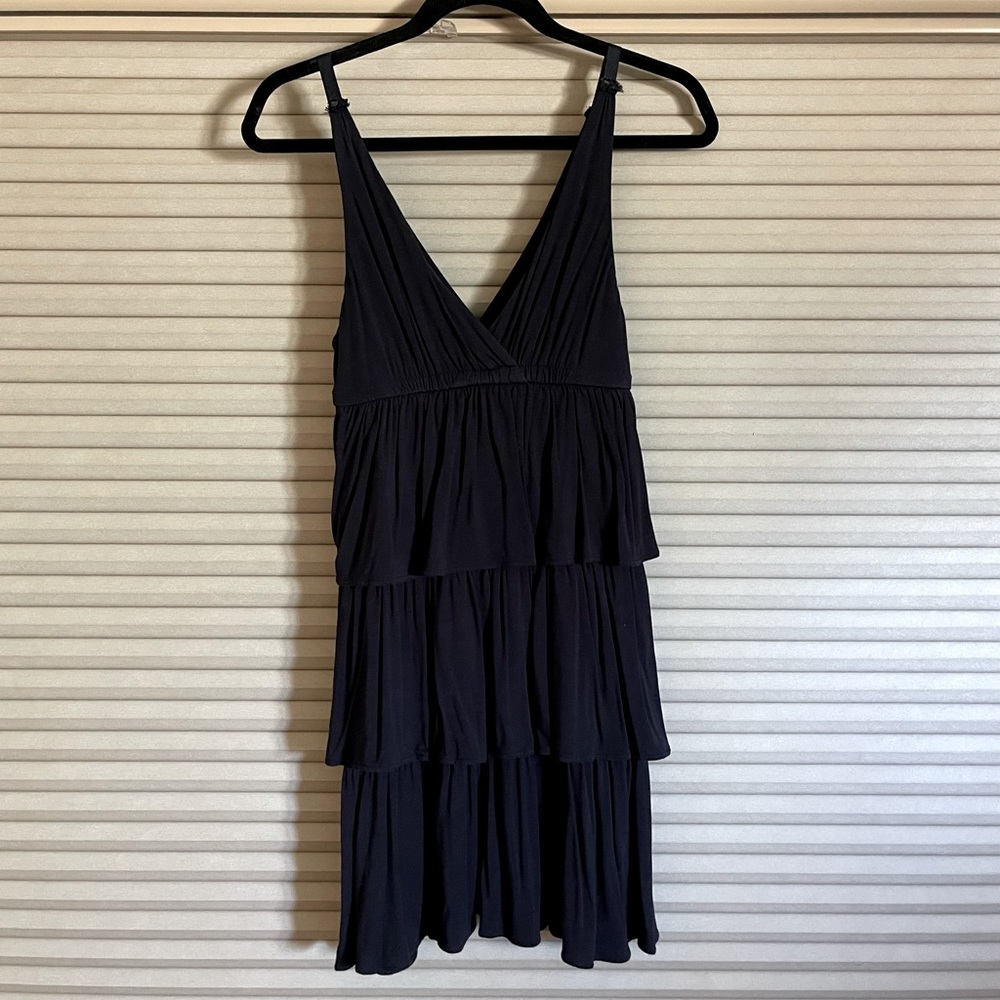 J. Crew sleeveless stretchy navy flounce dress - Picture 1 of 4